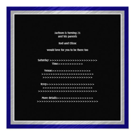 Masculine Blue Silver Stripes Party Invitation