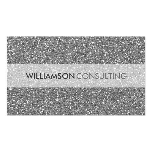 MASCULINE BUSINESS CARD bold simple silver glitter (front side)