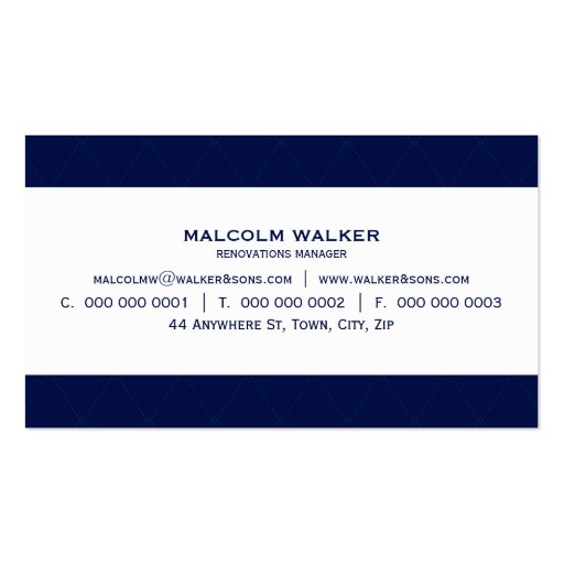 MASCULINE BUSINESS CARD :: simply smart  navy blue (back side)