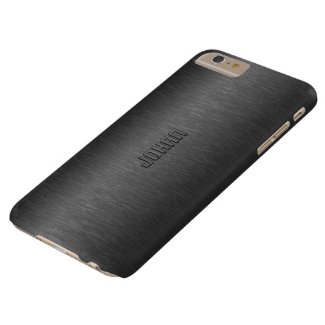 Masculine Metallic Black Brushed Aluminum Look Barely There iPhone 6 Plus Case