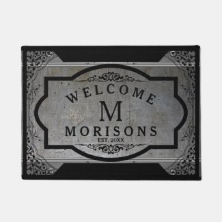 Masculine Metallic Gray With Touch Of Black Swirls Doormat