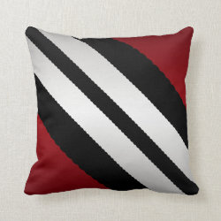 Masculine  Red Black Gray Stripes Design Throw Pillow