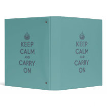 Masculine Teal Keep Calm and Carry On Vinyl Binder