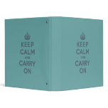 Masculine Teal Keep Calm and Carry On Vinyl Binder
