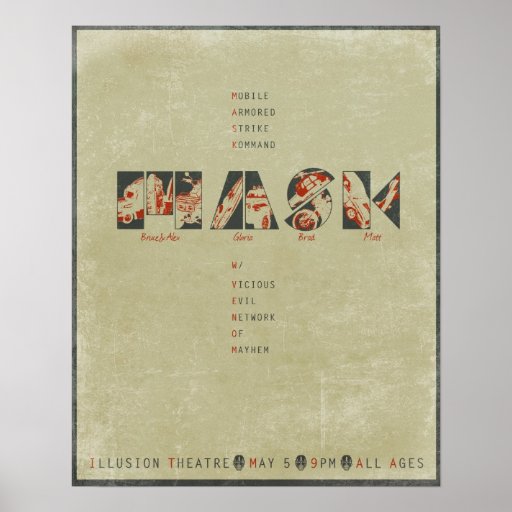 Mask concert poster distressed