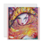 MASK IN YELLOW, MARDI GRAS PARTY purple red rose invitations