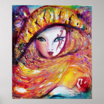 MASK IN YELLOW / Venetian Masquerade Ball,Purple Poster