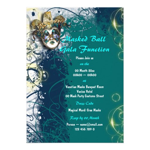 Mask masquerade venetian mardi gras party announcement