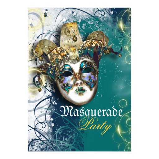 Mask masquerade venetian mardi gras party announcement