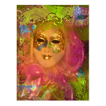 Mask venetian masquerade costume party postcard