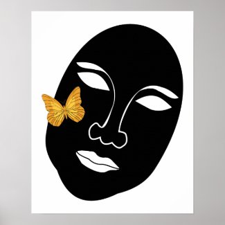 Mask with orange butterfly