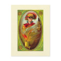 Masked Lady Halloween Greetings postcards