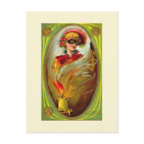 Masked Lady Halloween Greetings postcards by VintageHolidays Masked Lady Halloween Greetings postcards