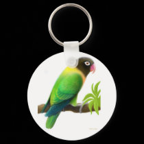 Masked Lovebird Parrot Green Keychain