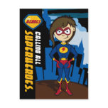 Masked Superhero Girl Party Invite Postcard