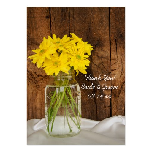 Mason Jar and Daisies Country Wedding Favor Tags Business Cards (front side)