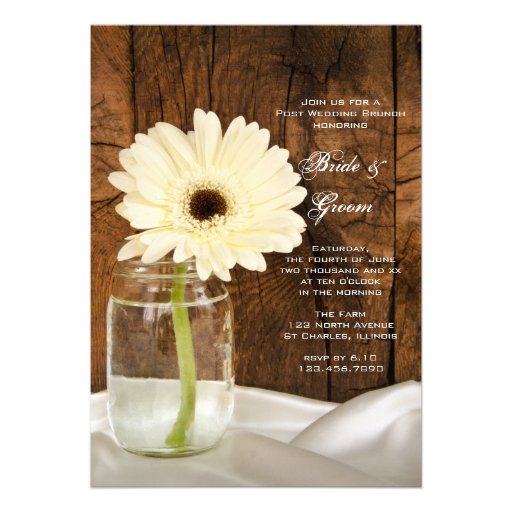 Mason Jar and Daisy Country Post Wedding Brunch Card