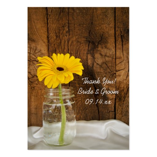 Mason Jar and Daisy Country Wedding Favor Tags Business Cards (front side)