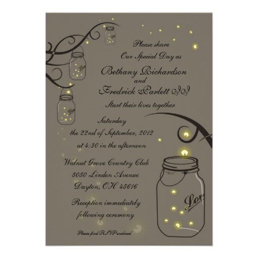 Mason Jar and Fireflies Latte - GORGEOUS! Custom Invite