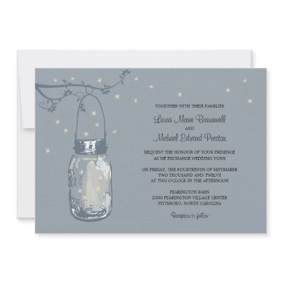 Mason Jar and Fireflies Wedding Invitations