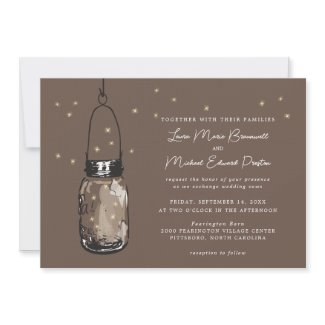 Mason Jar and Fireflies Wedding Invitations invitation