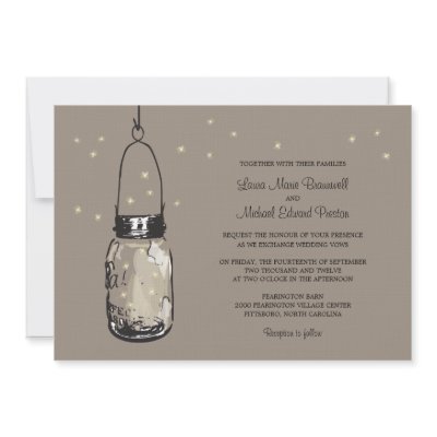 Mason Jar and Fireflies Wedding Invitations