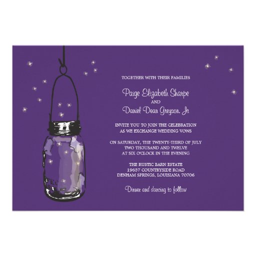 Mason Jar and Fireflies Wedding Invitations