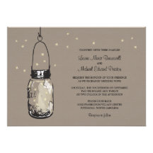 Mason Jar and Fireflies Wedding Invitations