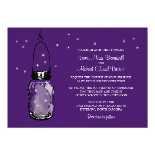 Mason Jar and Fireflies Wedding Invitations