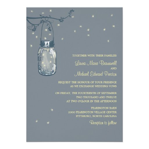 Mason Jar and Fireflies Wedding Invitations