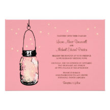 Mason Jar and Fireflies Wedding Invitations