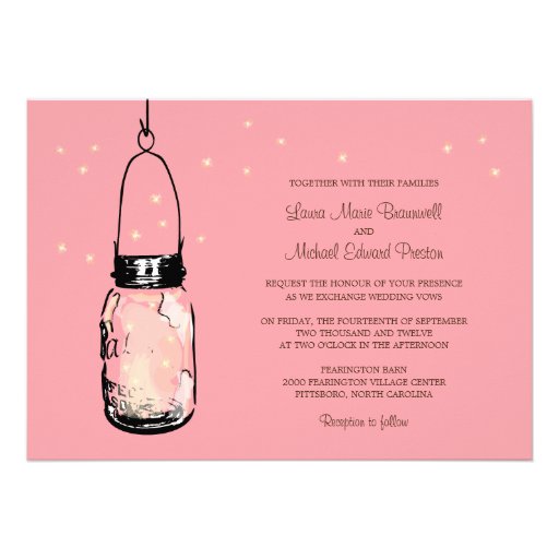 Mason Jar and Fireflies Wedding Invitations