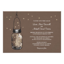 Mason Jar and Fireflies Wedding Invitations