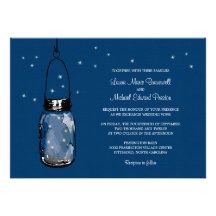 Mason Jar and Fireflies Wedding Invitations