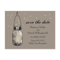 Mason Jar and Fireflies Wedding Invitations Postcards