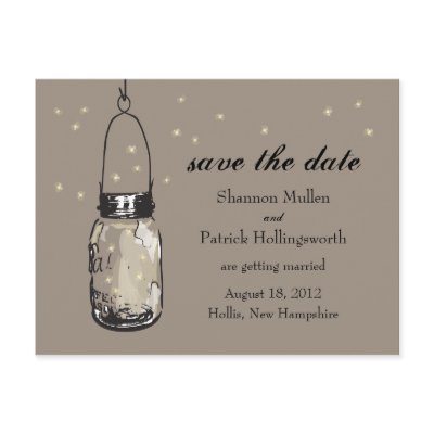 Mason Jar and Fireflies Wedding Invitations Post Card
