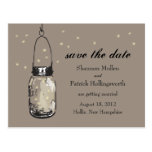 Mason Jar and Fireflies Wedding Invitations Postcards