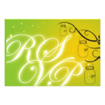 Mason Jar and Firefly RSVP - Green Orange Custom Invites