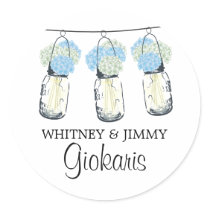 Mason Jar and Hydrangeas Wedding Stickers