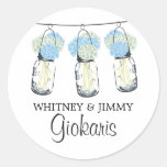 Mason Jar and Hydrangeas Wedding Stickers