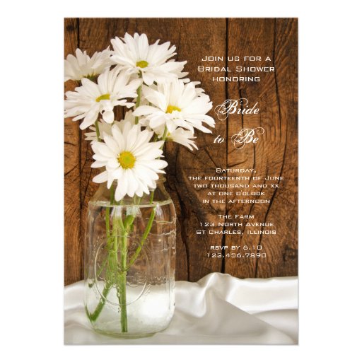 Mason Jar and White Daisies Country Bridal Shower Cards