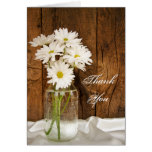 Mason Jar and White Daisies Country Thank You Greeting Card