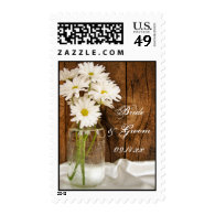 Mason Jar and White Daisies Country Wedding Stamp