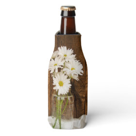 Mason Jar and White Daisies Country Wedding Bottle Cooler