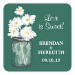 Mason Jar and White Daisies Wedding Stickers