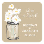 Mason Jar and White Daisies Wedding Sticker