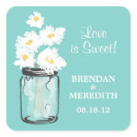 Mason Jar and White Daisies Wedding Sticker