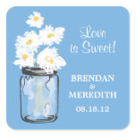 Mason Jar and White Daisies Wedding Stickers