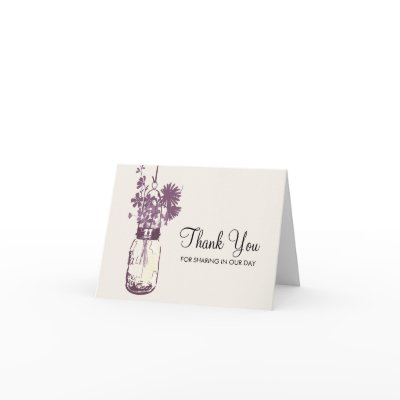 Mason Jar and Wildflowers Thank You Greeting Card