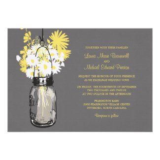 Mason Jar and Wildflowers Wedding Invitations